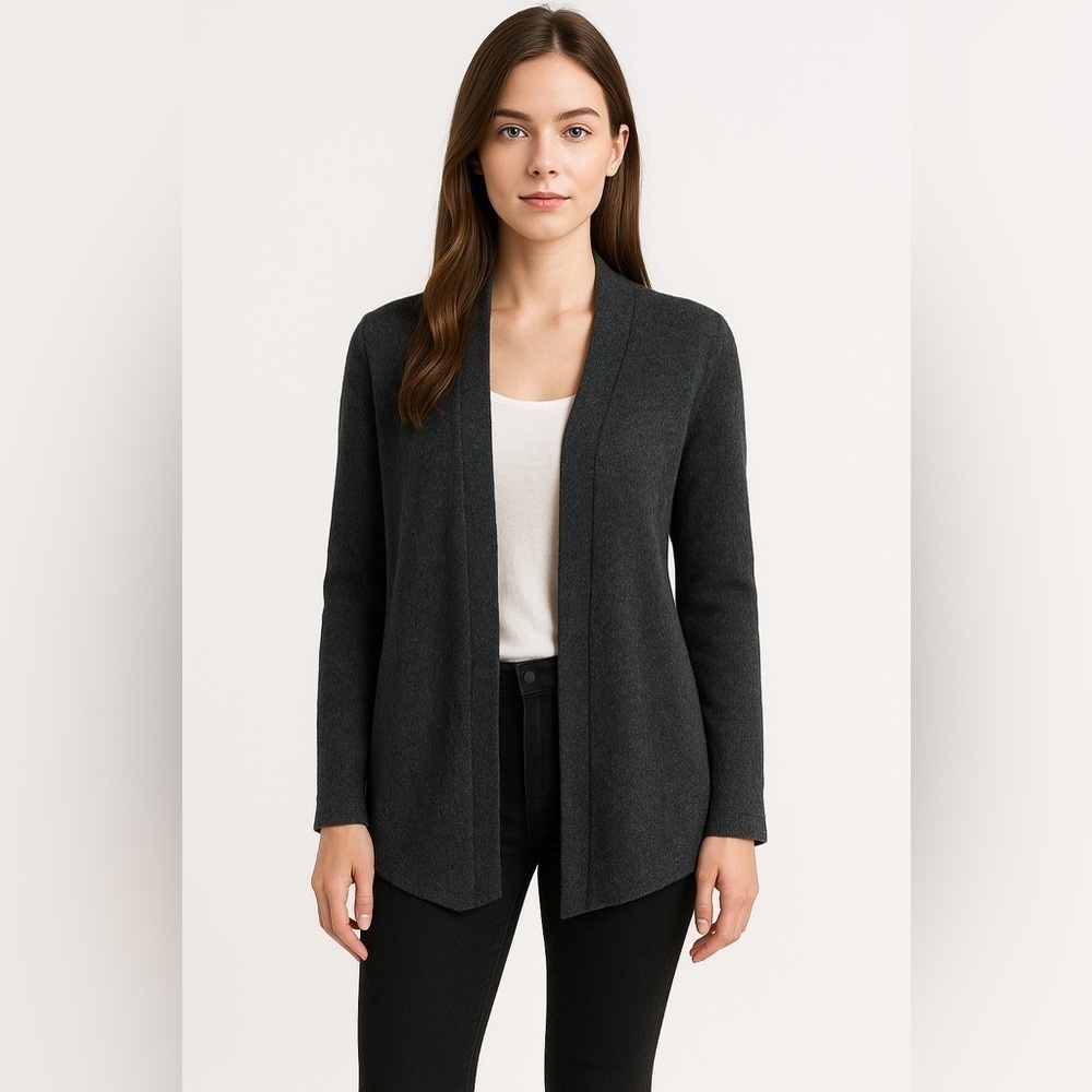 August Silk Wool Blend Open Front Cardigan Gray Womenâs Small | Soft Girl